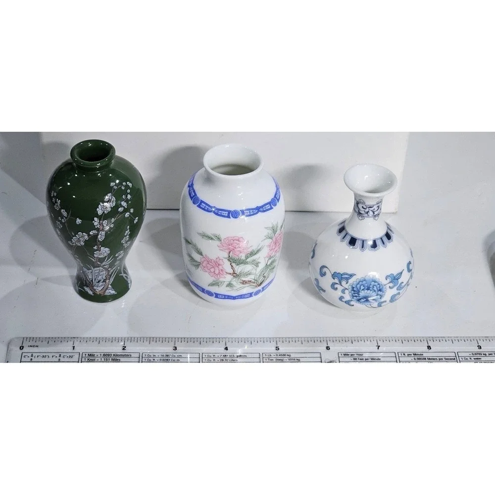 Lot of 3 Vintage Miniature Vases 1980 FP Franklin Mint Porcelain Japan